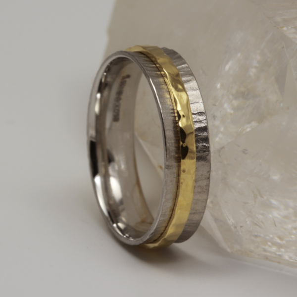 Recycled Gold and Silver Spinner Wedding Ring