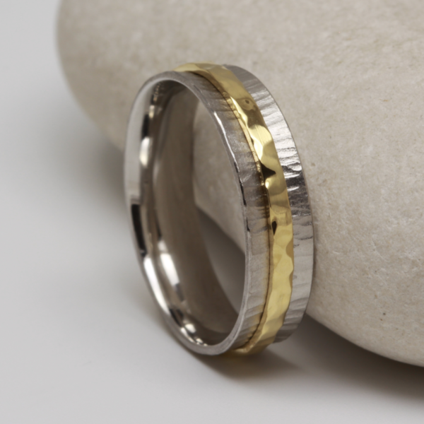Ethical Gold and Silver Spinner Wedding Ring