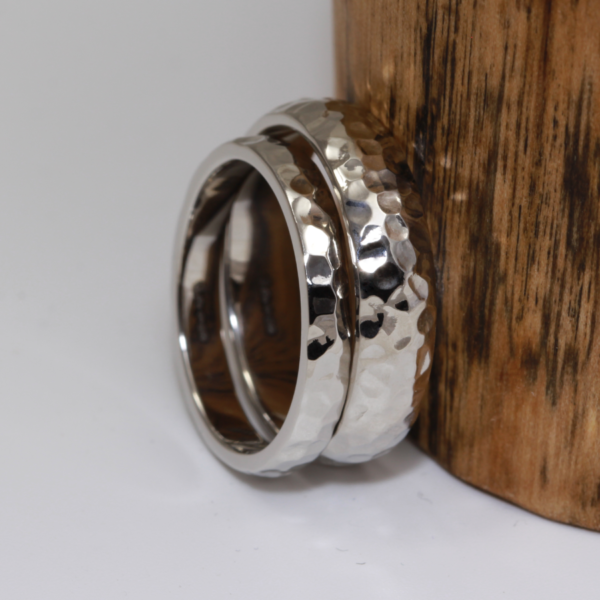 Recycled Platinum Rings with a Hammered Finish