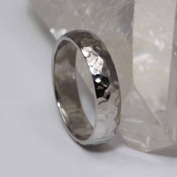 Eco Platinum Hammered Wedding Ring
