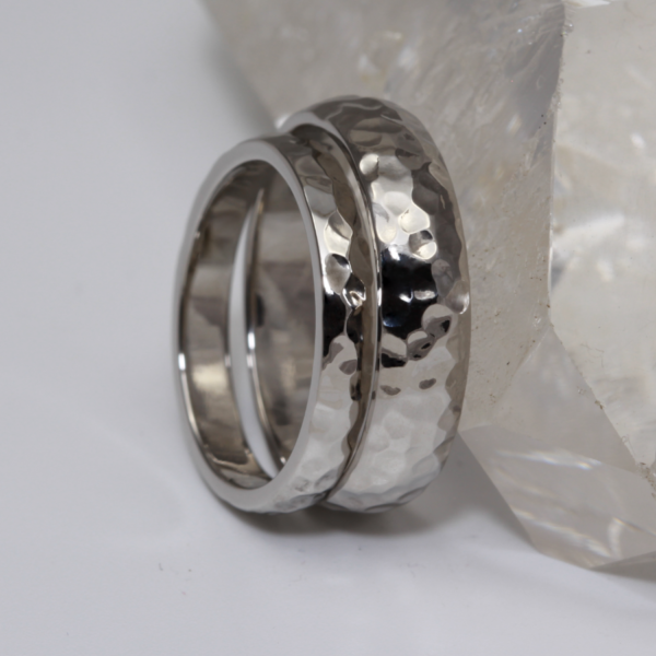 Ethical Platinum Rings with a Hammered Finish