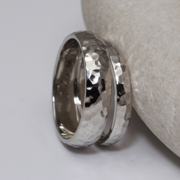Hand Crafted Platinum Rings with a Hammered Finish