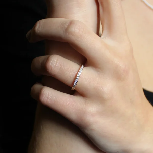 The Creevan: Handmade 14ct Yellow Gold Bead Set Bespoke Curved Diamond or Moissanite Ring