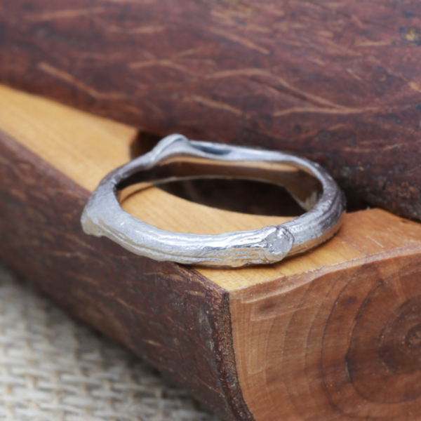 Recycled White Gold Twig Ring
