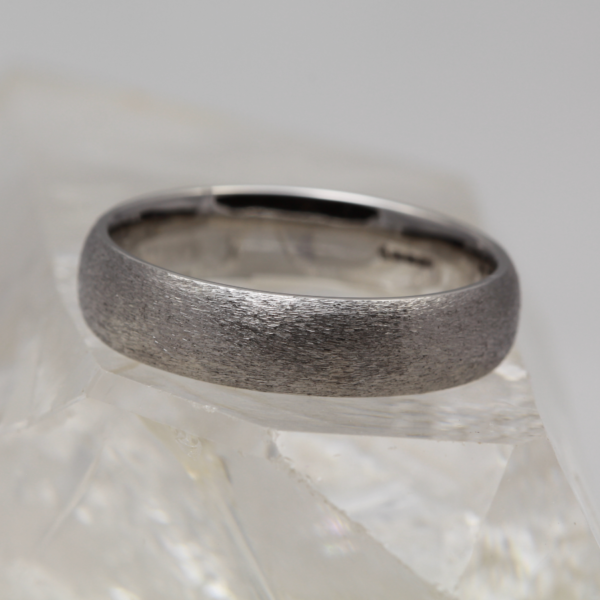 Eco Friendly Platinum Wedding Band with an Etched Finish