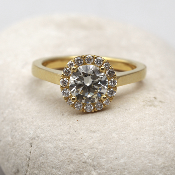 Hand Crafted 18ct Gold Diamond Halo Ring