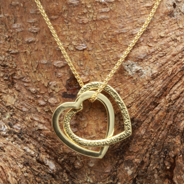 gold double heart pendant