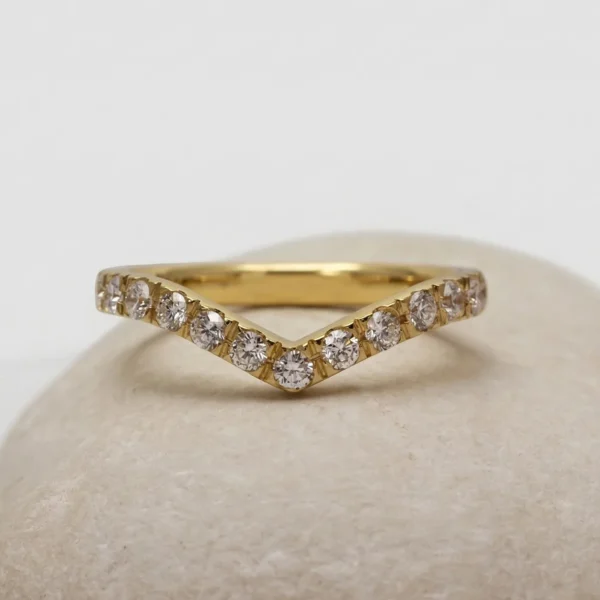 The Glass: Eco 18ct Yellow Gold Diamond Bespoke Wishbone Ring