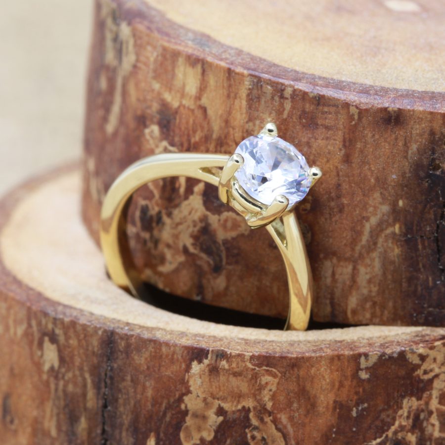 Recycled Diamond Basket Solitaire Ring