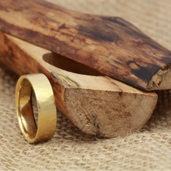 18ct Ethical Gold Ring with a Hammered Finish