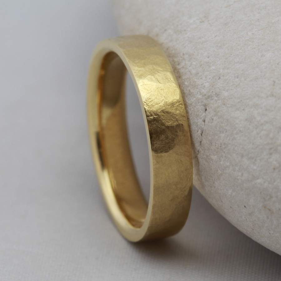 Recycled Gold Ring with a Hammered Finish