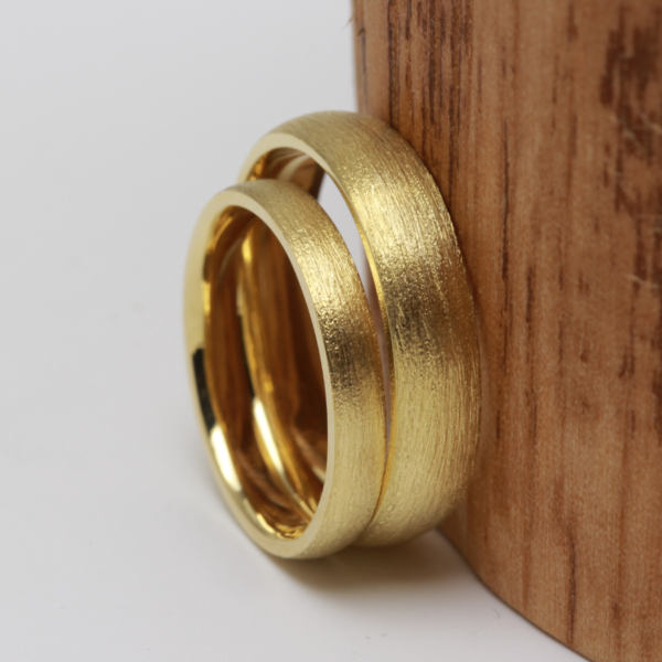 Ethical Gold Rings with an Etched Finish