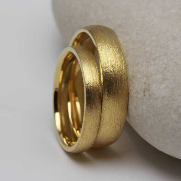 Handmade Gold Rings with an Etched Finish