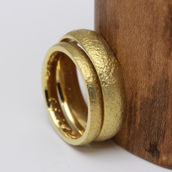 Ethical Gold Rings with a rustic Finish