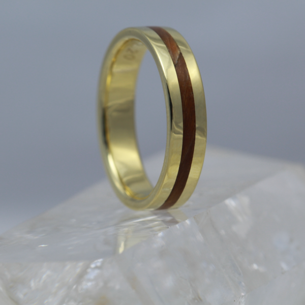 Eco 18ct Gold Wood Inlay Ring