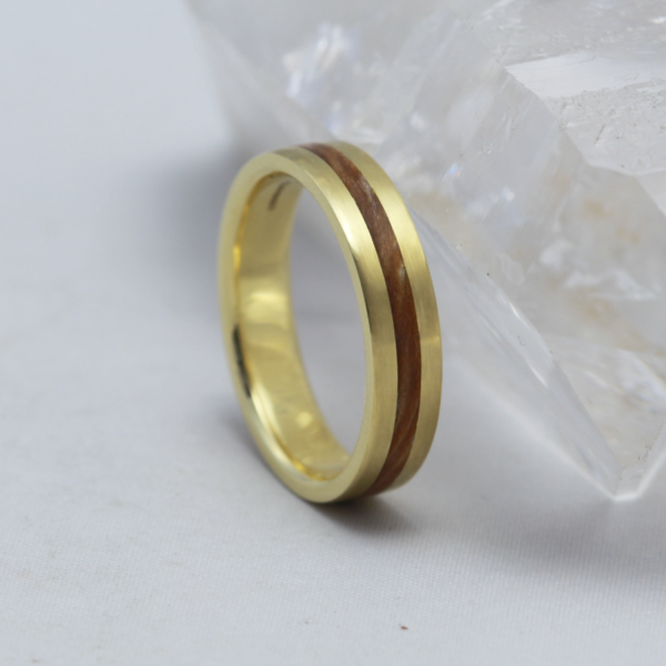 Eco 18ct Gold Wood Inlay Ring