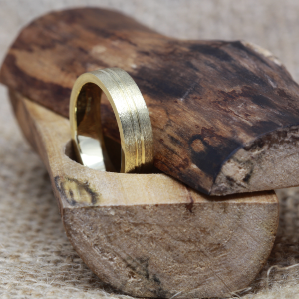 Eco 18ct Gold Wedding Ring with double channel