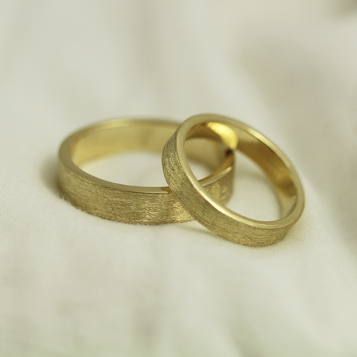 Eco Gold Rings with an Etched Finish
