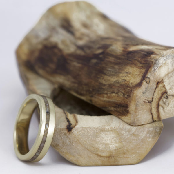 Ethical 18ct Gold Deer Antler Inlay Ring
