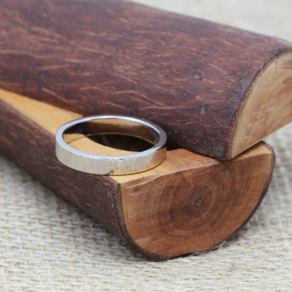 Ethical 18ct White Gold Ring with Bark Effect Finish