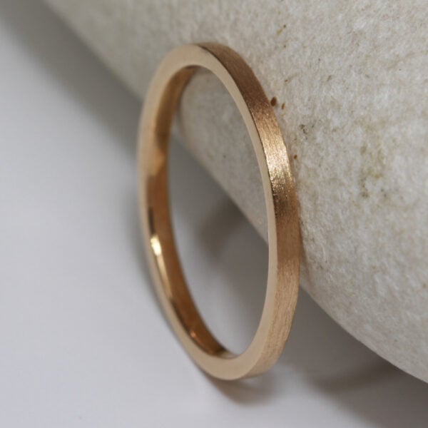 The Clough: Handmade 14ct Rose Gold Wedding Band with Etched finish