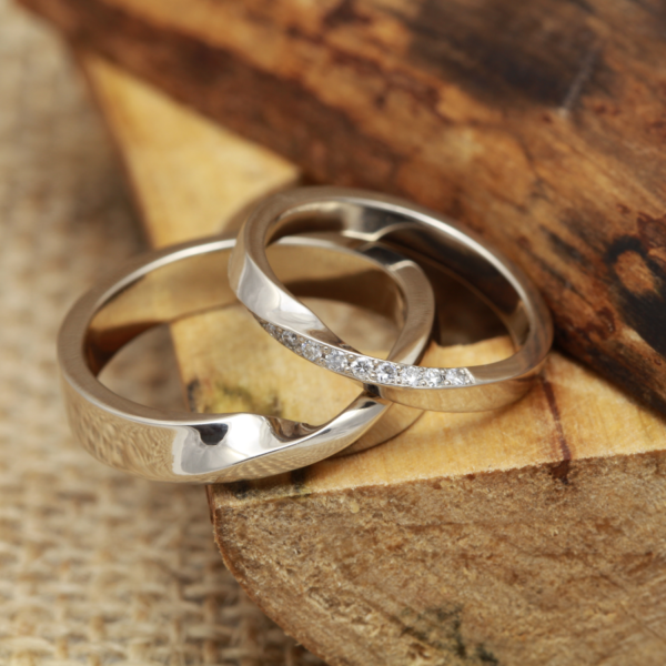 His and Hers 18ct White Gold Twist Wedding Rings