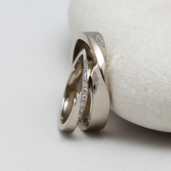 Matching 18ct White Gold Twist Wedding Rings