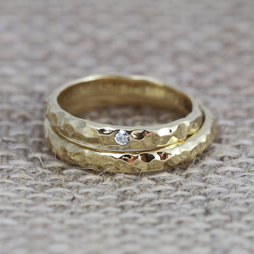 His and Hers 18ct Gold Rings with a recycled diamond
