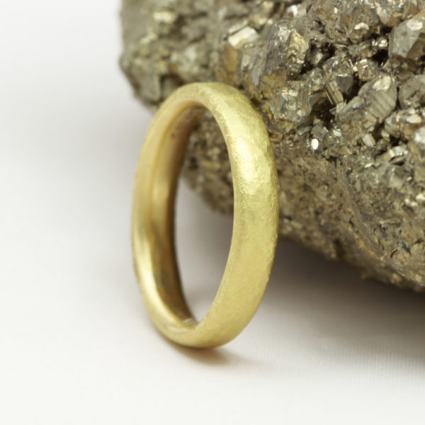 Ethical Gold Ring with a Hammered Finish