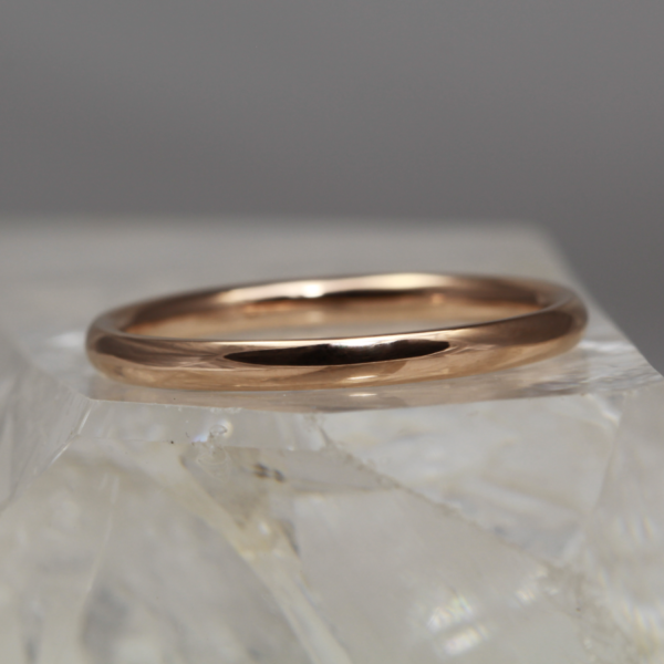 Recycled Rose Gold Wedding Ring with a Polished Finish