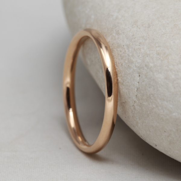 Ethical Rose Gold Wedding Ring with a Polished Finish