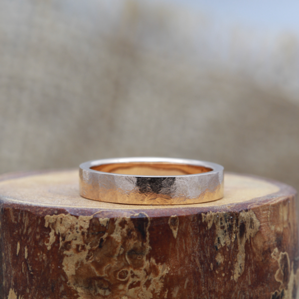 Eco Rose Gold Wedding Ring with a Hammered Finish