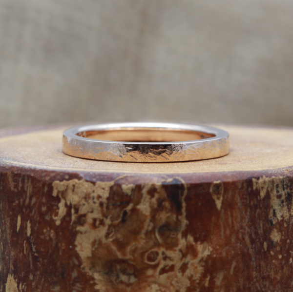 Ethical Rose Gold Wedding Ring with a Hammered Finish