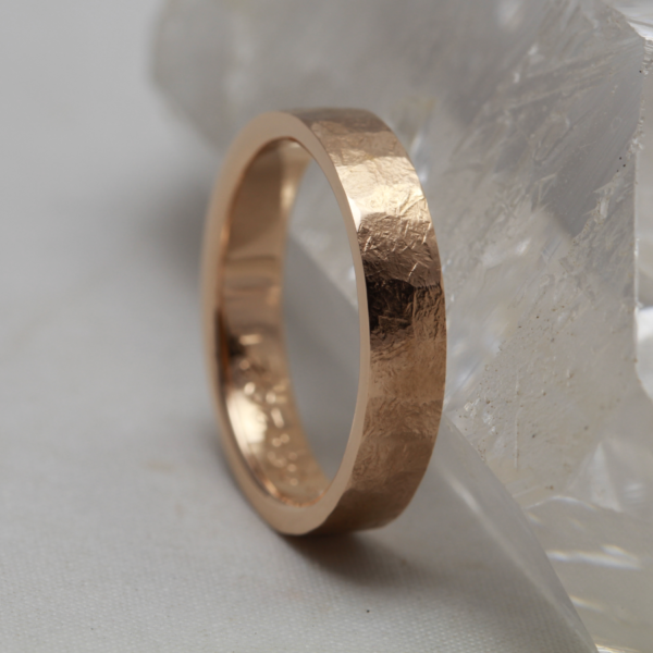 Handmade Rose Gold Wedding Ring with a Hammered Finish