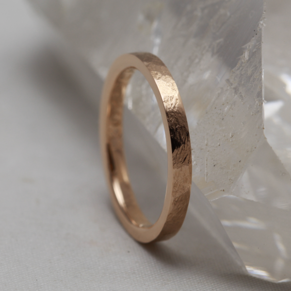 Recycled Rose Gold Wedding Ring with a Hammered Finish