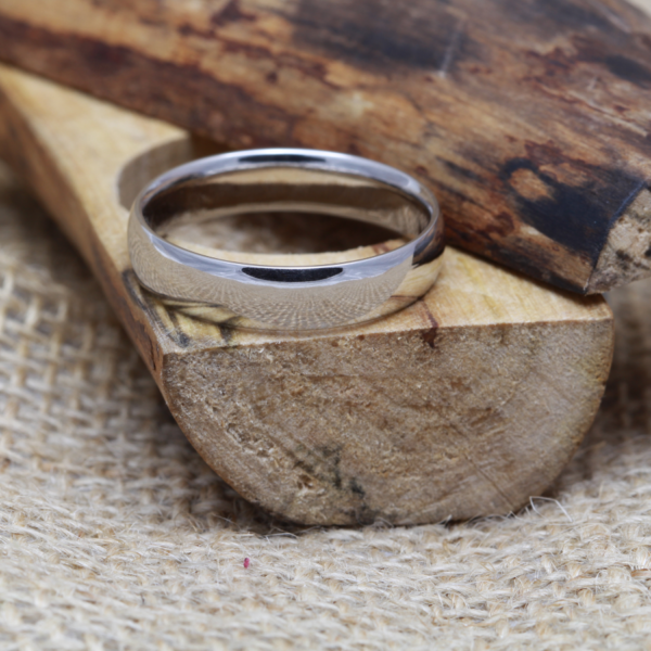 Recycled White Gold Wedding Ring with a Polished Finish