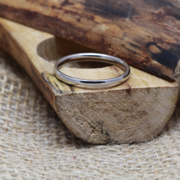 Ethical White Gold Wedding Ring with a Polished Finish