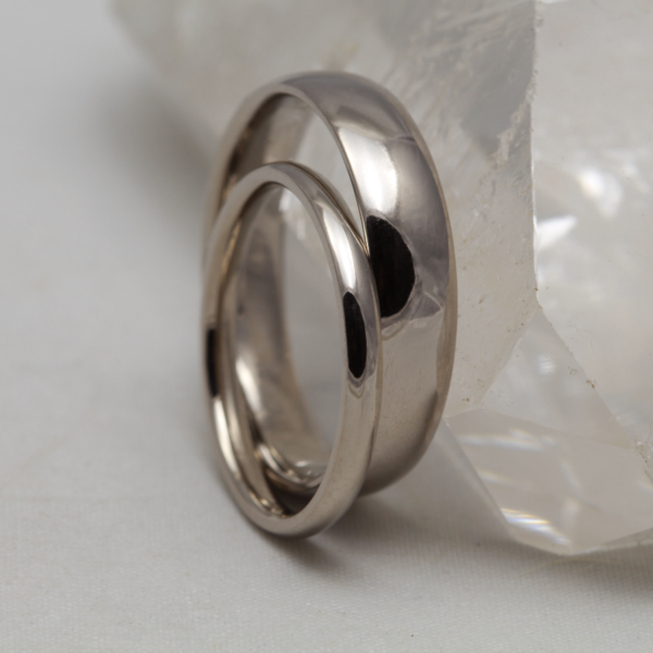 Eco White Gold Wedding Rings with a Polished Finish