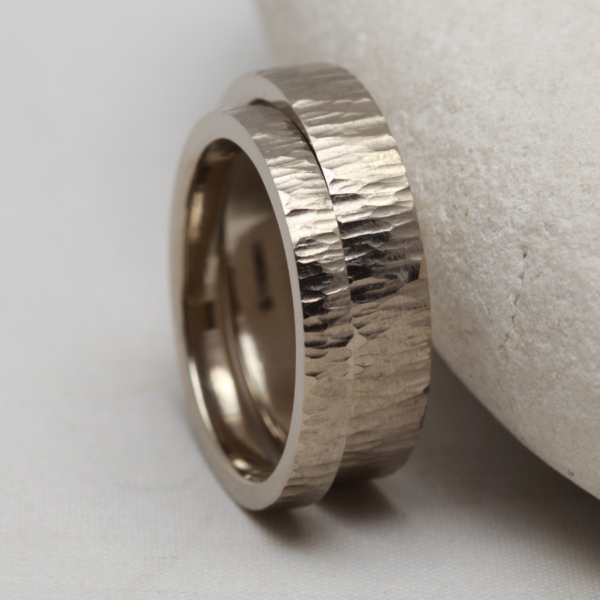 Handmade White Gold Rings with a Textured Finish