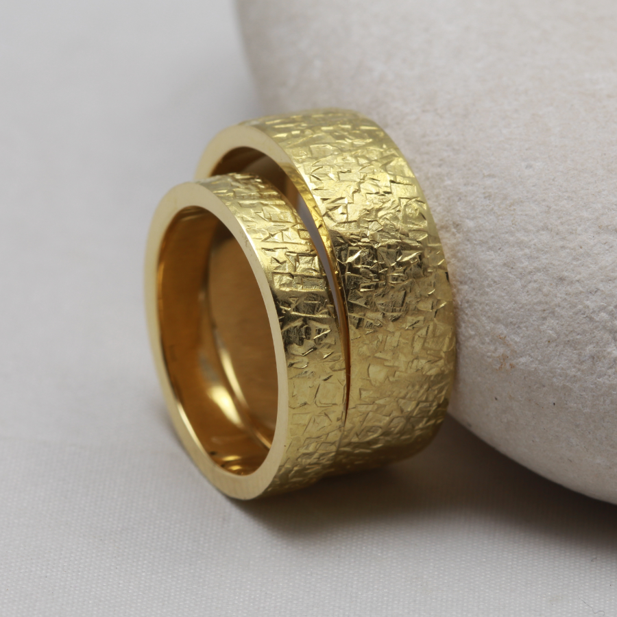 Handmade Friendly Gold Rings with a Hammered Finish