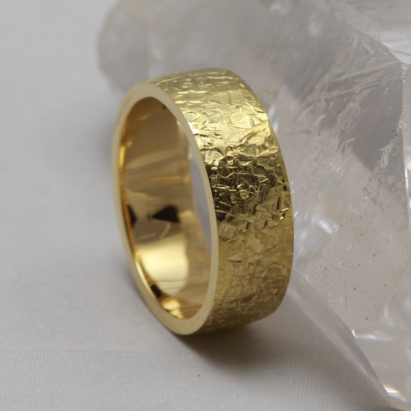 Handmade Gold Ring with a Hammered Finish