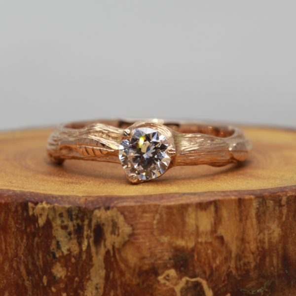 Handmade 18ct Rose Gold Twig Engagement Ring