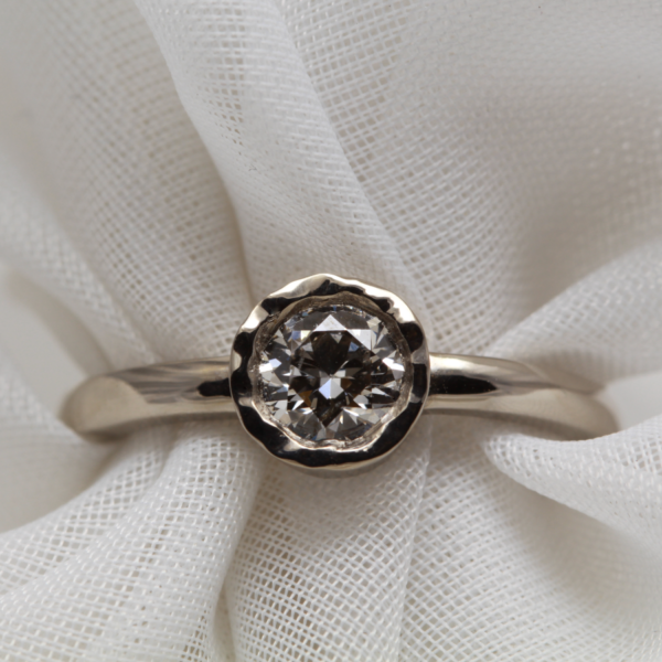The Foreburn: Handmade 14ct White Gold Diamond or Moissanite Engagement Ring
