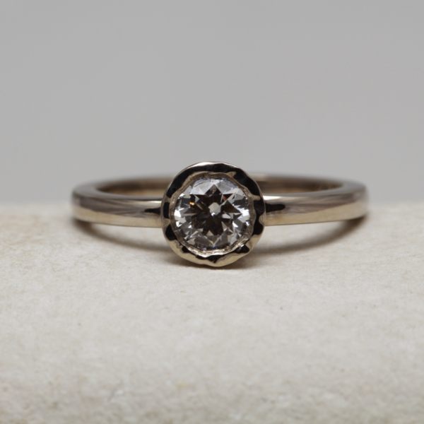 The Foreburn: Handmade 14ct White Gold Diamond or Moissanite Engagement Ring