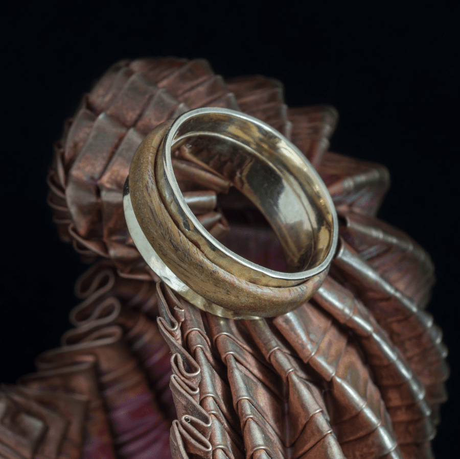 Wedding Ring With Wooden Band