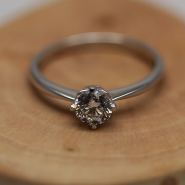 Recycled Tulip Setting Solitaire Engagement Ring