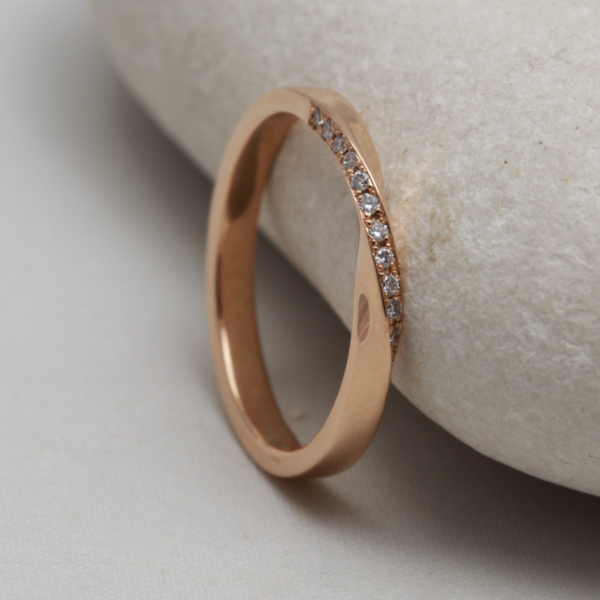 Hand Crafted rose gold diamond ring