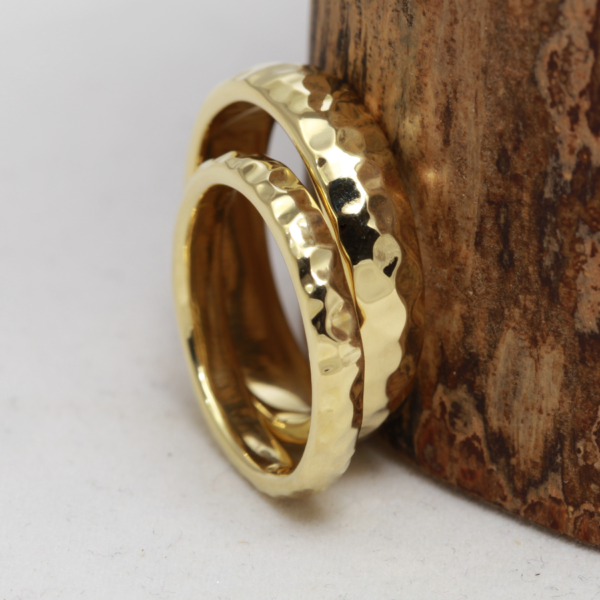 Handmade Gold Rings with a Hammered Finish