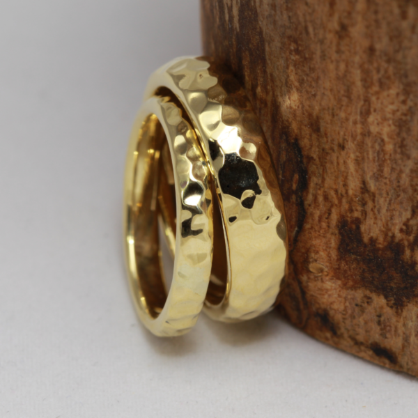 Ethical Gold Rings with a Hammered Finish