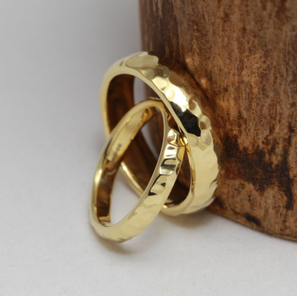 Recycled Gold Rings with a Hammered Finish